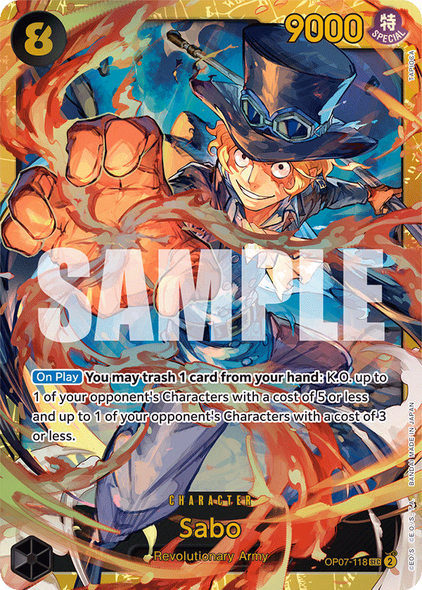 Sabo One Piece card (OP07-118, 500 Years in the Future)