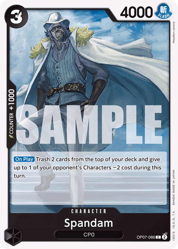 Spandam One Piece card (OP07-086, 500 Years in the Future)