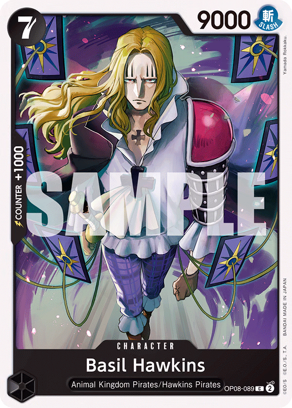 Basil Hawkins One Piece card (OP08-089, Two Legends)