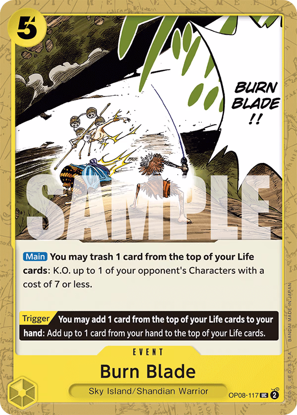 Burn Blade One Piece card (OP08-117, Two Legends)