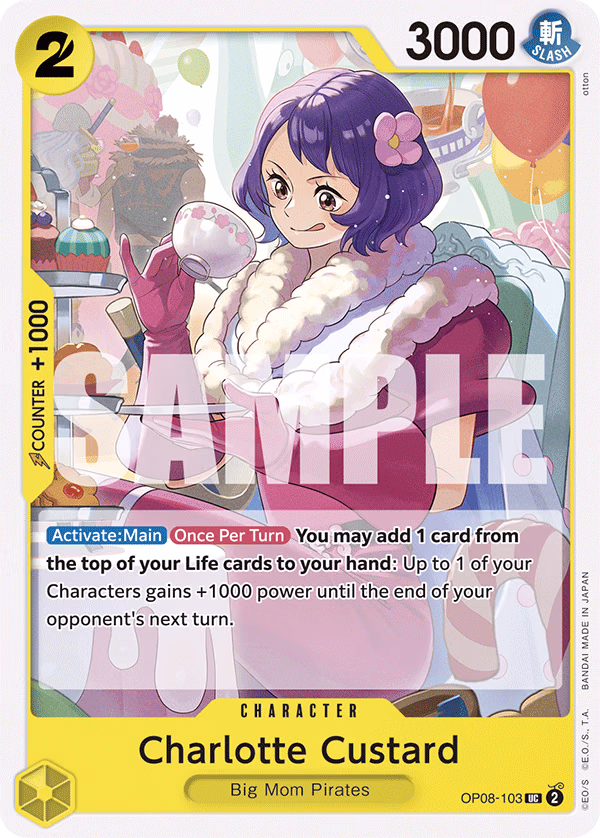 Charlotte Custard One Piece card (OP08-103, Two Legends)
