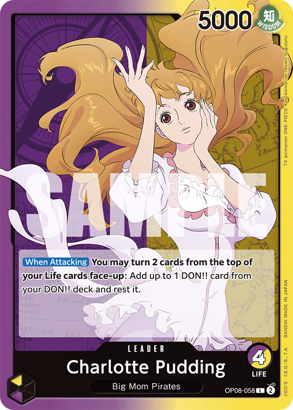 Charlotte Pudding One Piece card (OP08-058, Two Legends)