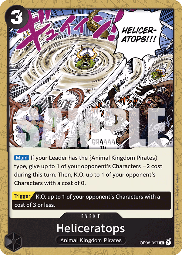 Heliceratops One Piece card (OP08-097, Two Legends)