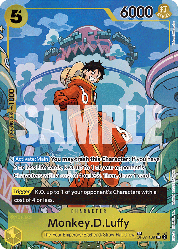 Monkey.D.Luffy (Treasure Rare) One Piece card (OP07-109, Two Legends)