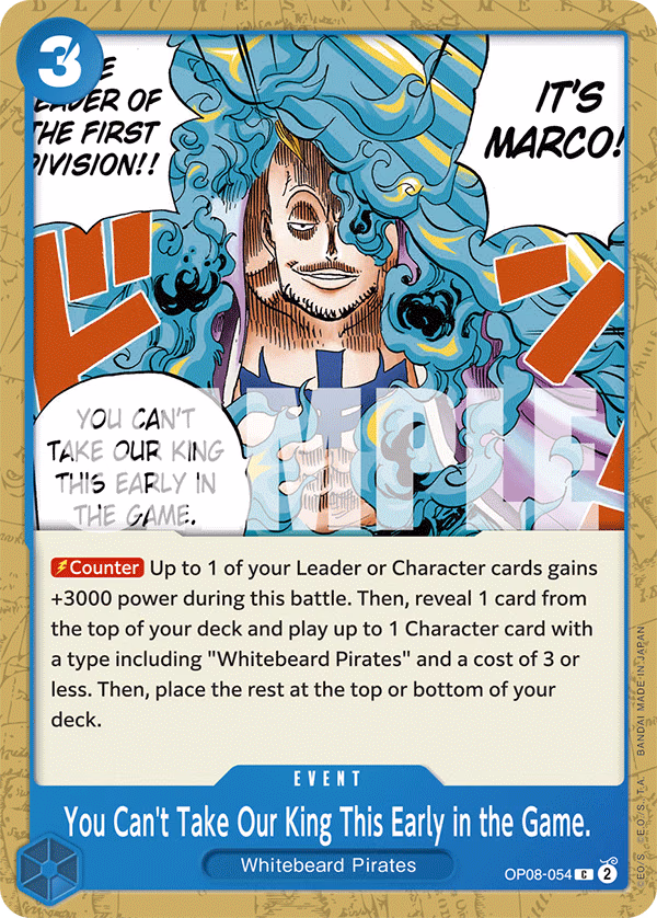 You Can't Take Our King This Early in the Game. One Piece card (OP08-054, Two Legends)