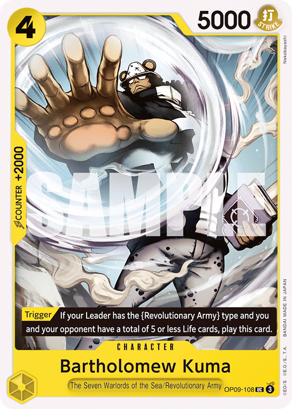 Bartholomew Kuma One Piece card (OP09-108, Emperors in the New World)