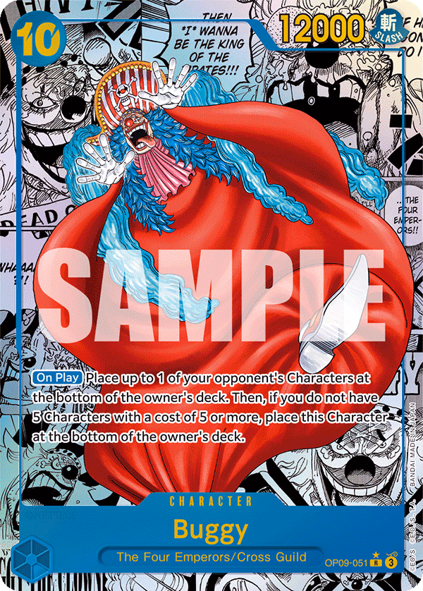 Buggy (Alternate Art) One Piece card (OP09-051, Emperors in the New World)
