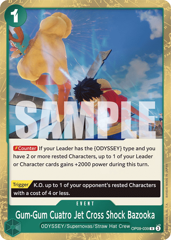 Gum-Gum Cuatro Jet Cross Shock Bazooka One Piece card (OP09-039, Emperors in the New World)