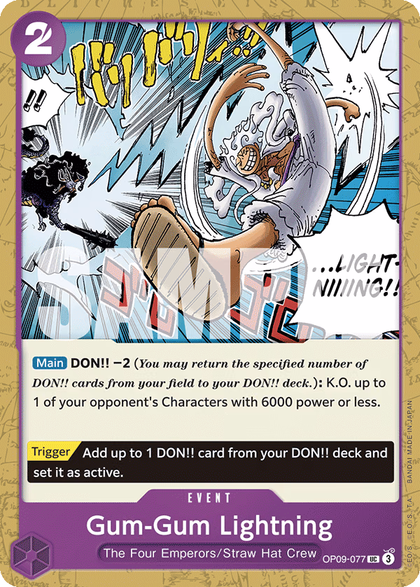 Gum-Gum Lightning One Piece card (OP09-077, Emperors in the New World)