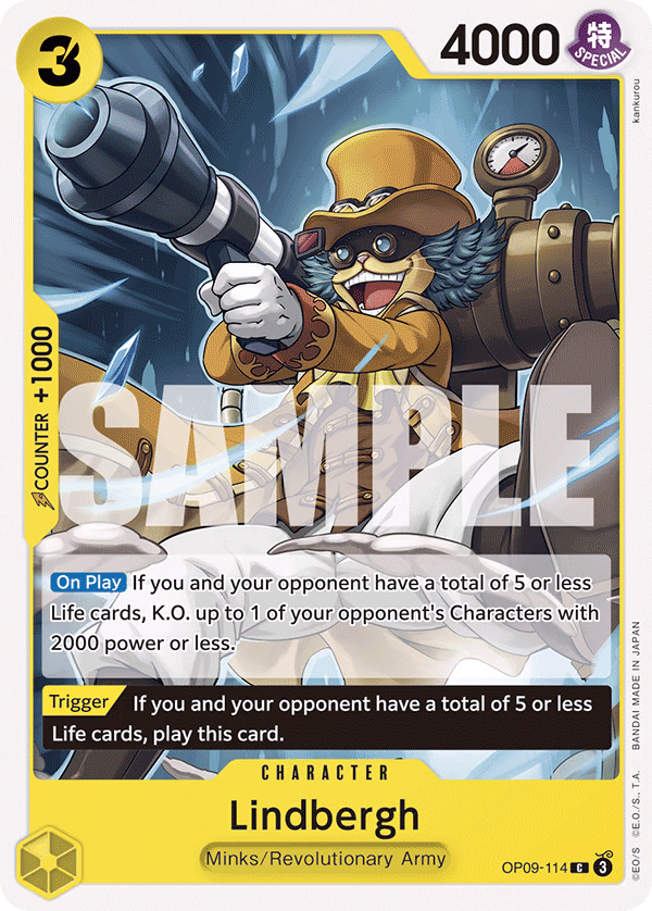Lindbergh One Piece card (OP09-114, Emperors in the New World)