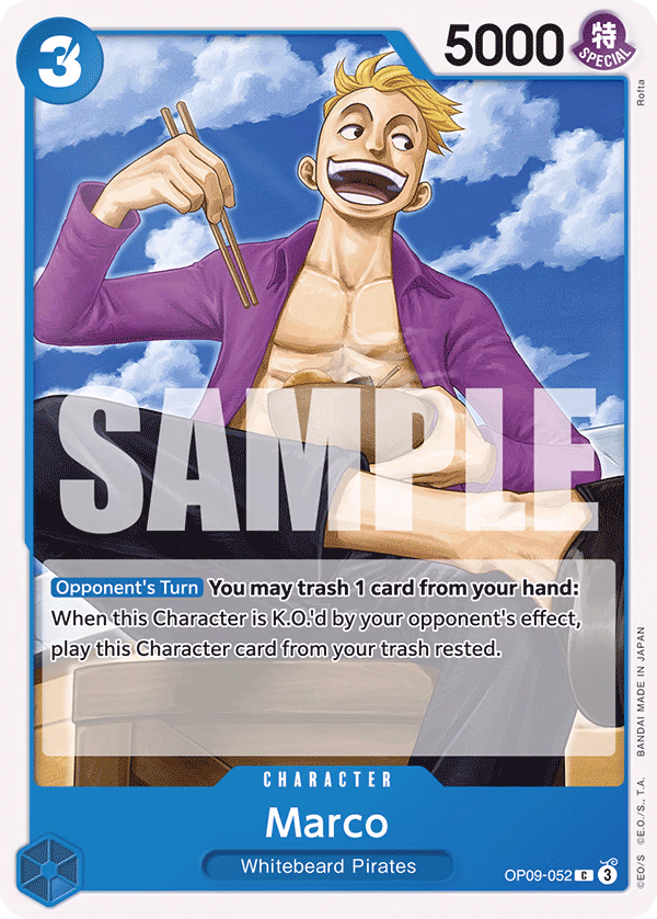 Marco One Piece card (OP09-052, Emperors in the New World)