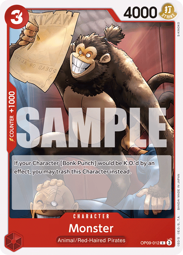 Monster One Piece card (OP09-012, Emperors in the New World)