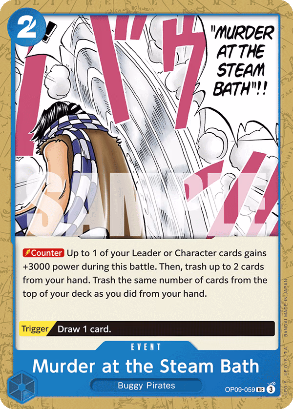 Murder at the Steam Bath One Piece card (OP09-059, Emperors in the New World)