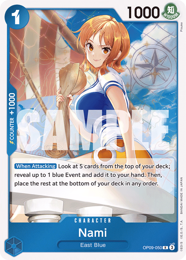 Nami One Piece card (OP09-050, Emperors in the New World)