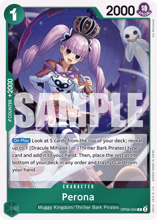 Perona One Piece card (OP09-034, Emperors in the New World)
