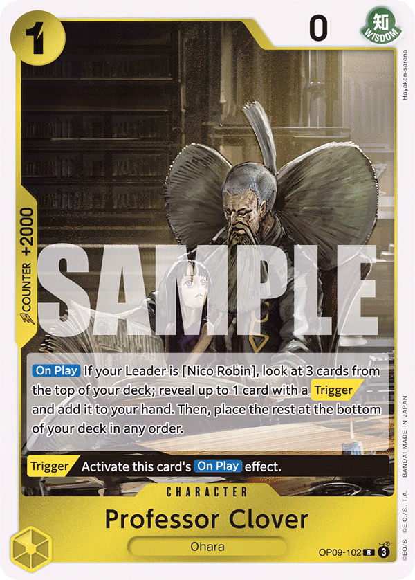 Professor Clover One Piece card (OP09-102, Emperors in the New World)