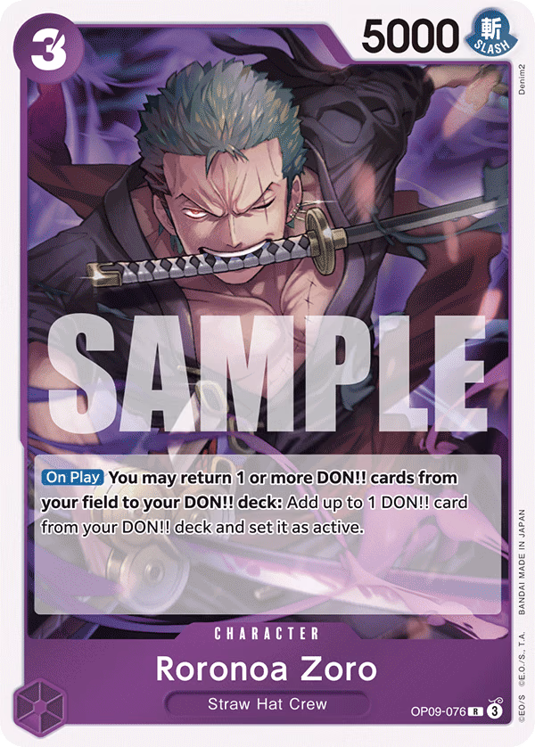 Roronoa Zoro One Piece card (OP09-076, Emperors in the New World)