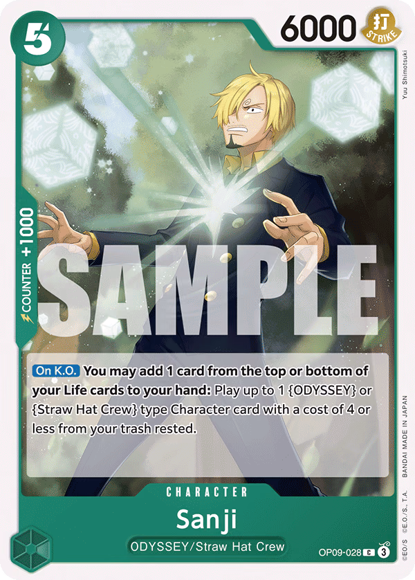 Sanji One Piece card (OP09-028, Emperors in the New World)