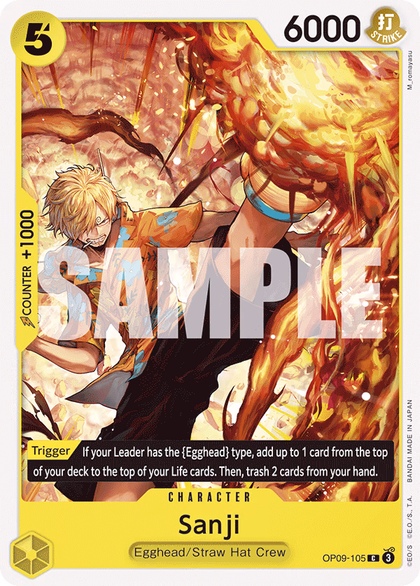 Sanji One Piece card (OP09-105, Emperors in the New World)