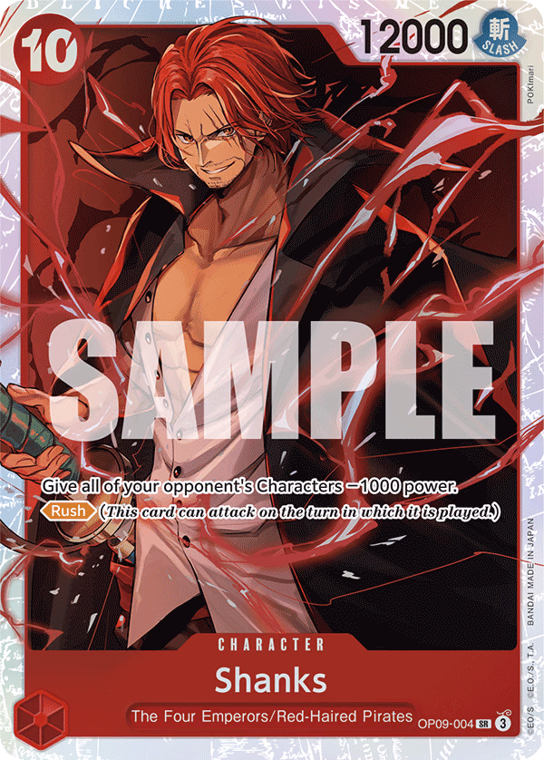 Shanks One Piece card (OP09-004, Emperors in the New World)