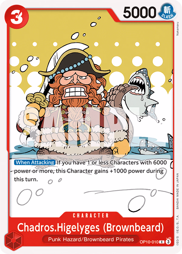 Chadros.Higelyges (Brownbeard) One Piece card (OP10-010, Royal Blood)