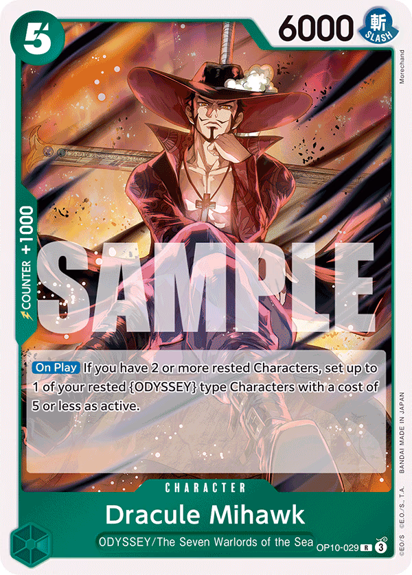 Dracule Mihawk One Piece card (OP10-029, Royal Blood)
