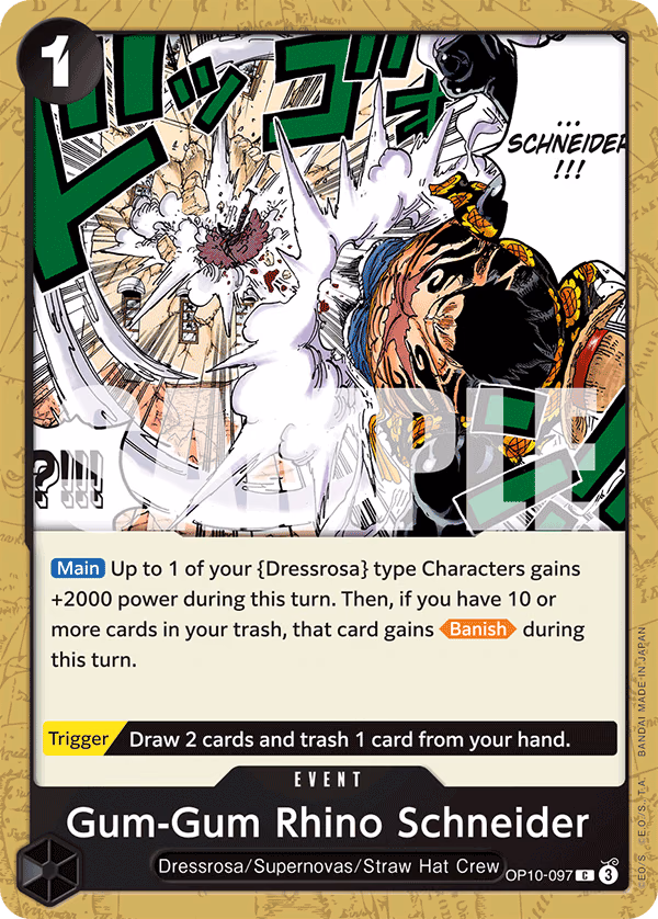 Gum-Gum Rhino Schneider One Piece card (OP10-097, Royal Blood)