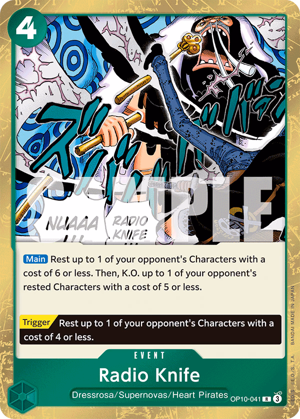 Radio Knife One Piece card (OP10-041, Royal Blood)
