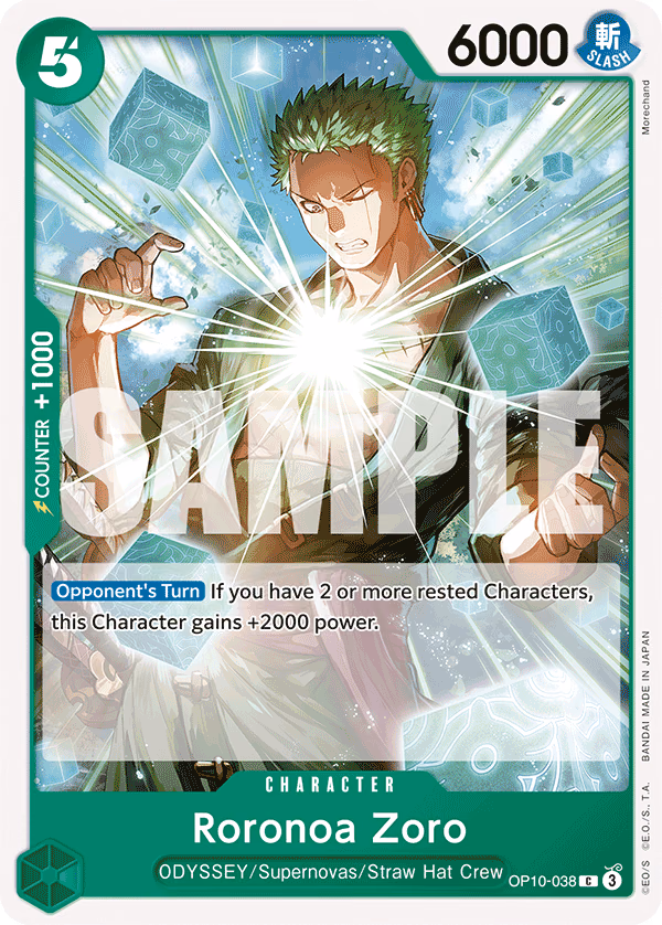 Roronoa Zoro One Piece card (OP10-038, Royal Blood)