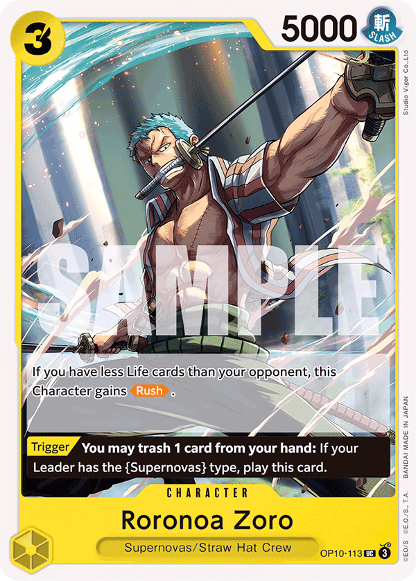 Roronoa Zoro One Piece card (OP10-113, Royal Blood)