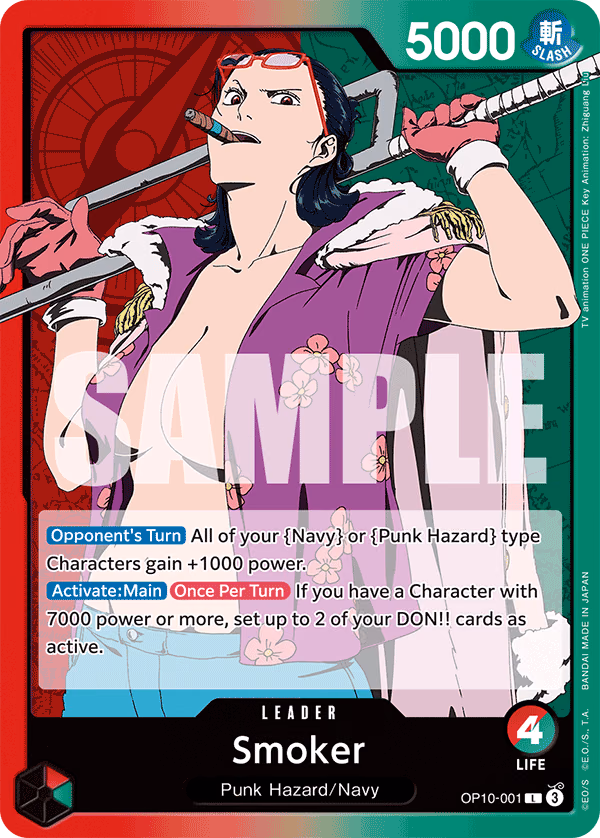 Smoker One Piece card (OP10-001, Royal Blood)