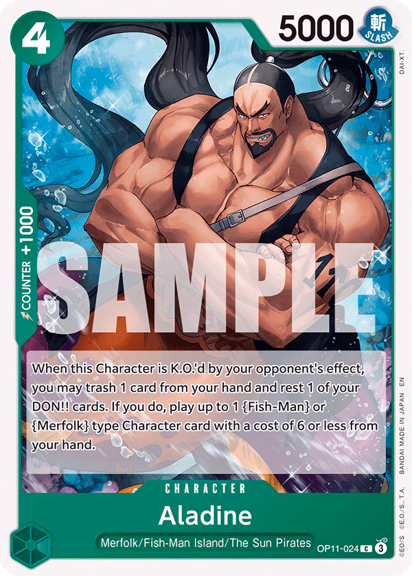 Aladine One Piece card (OP11-024, A Fist of Divine Speed)