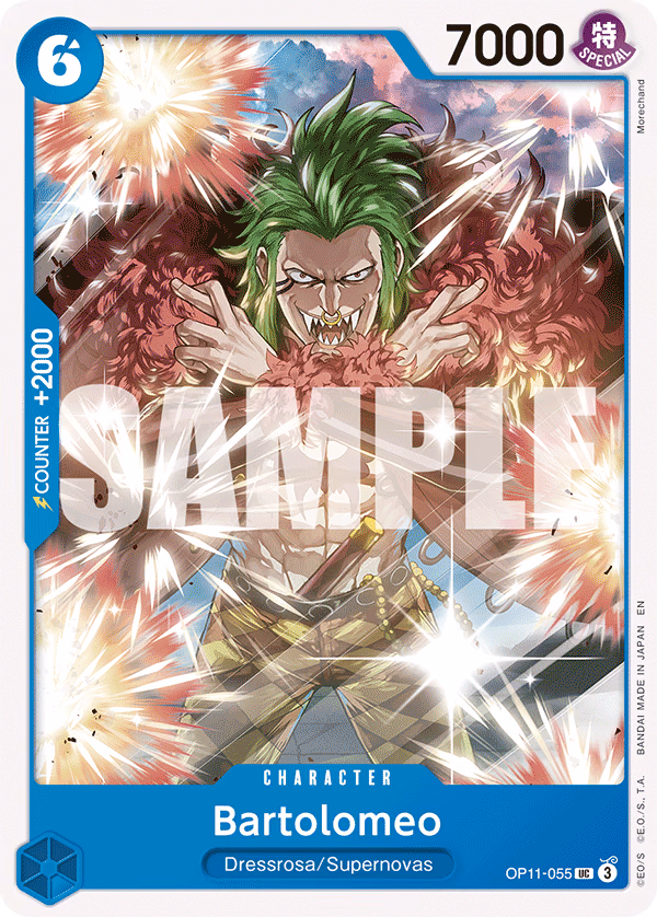Bartolomeo One Piece card (OP11-055, A Fist of Divine Speed)