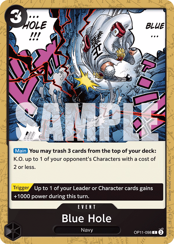 Blue Hole One Piece card (OP11-098, A Fist of Divine Speed)