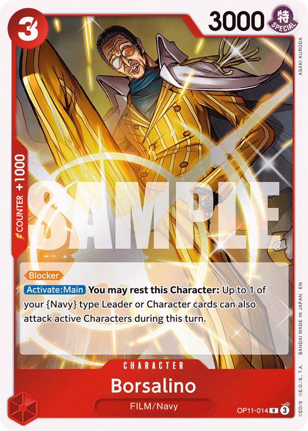 Borsalino One Piece card (OP11-014, A Fist of Divine Speed)