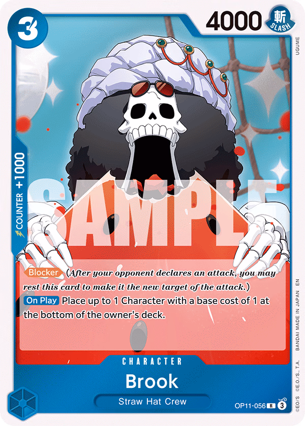Brook One Piece card (OP11-056, A Fist of Divine Speed)