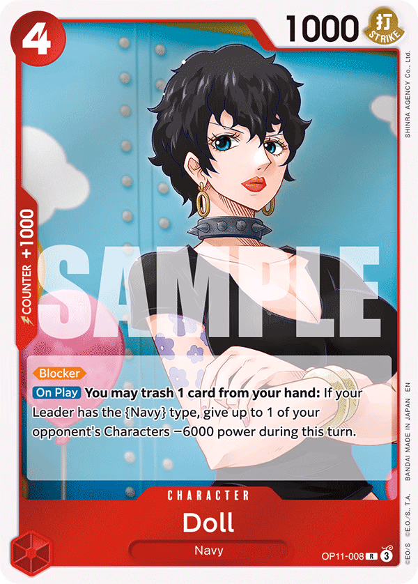 Doll One Piece card (OP11-008, A Fist of Divine Speed)
