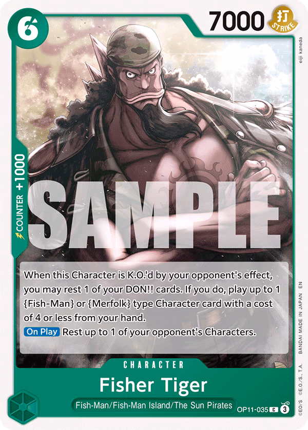 Fisher Tiger One Piece card (OP11-035, A Fist of Divine Speed)