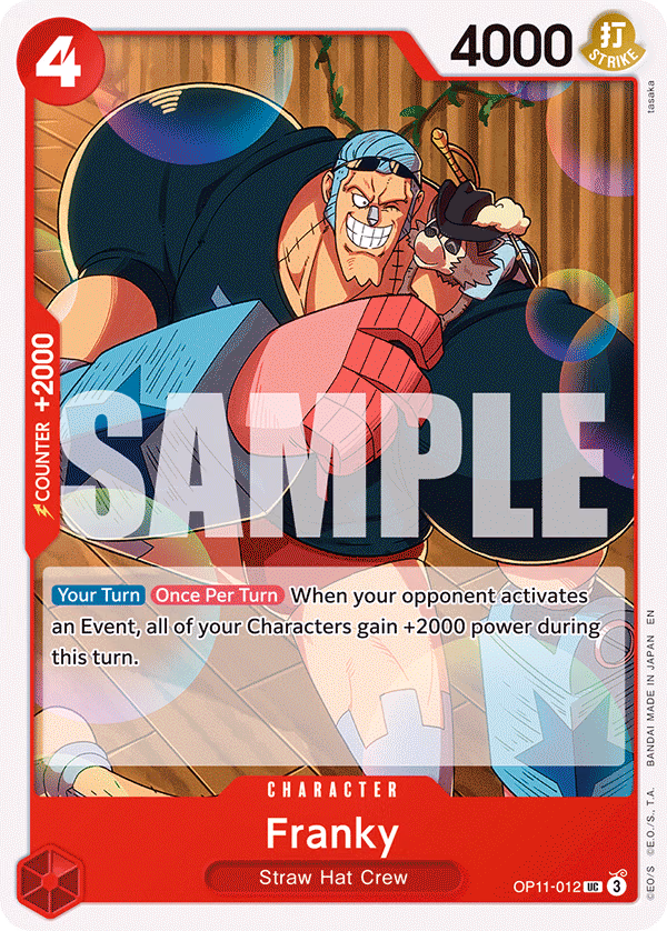 Franky One Piece card (OP11-012, A Fist of Divine Speed)