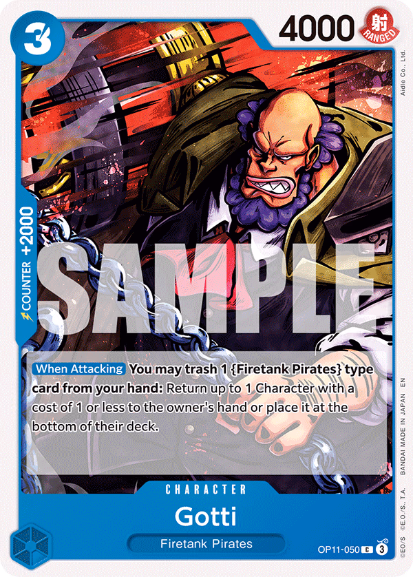 Gotti One Piece card (OP11-050, A Fist of Divine Speed)