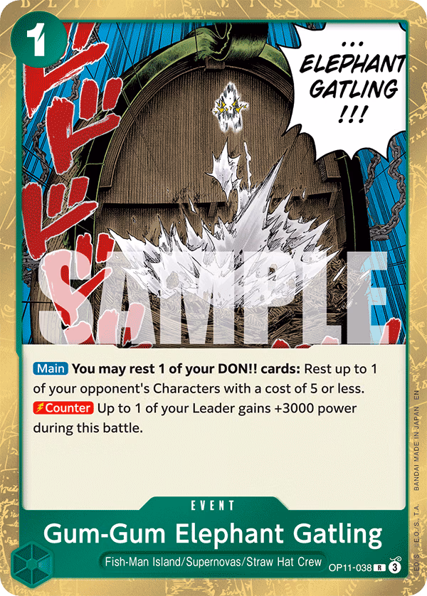 Gum-Gum Elephant Gatling One Piece card (OP11-038, A Fist of Divine Speed)