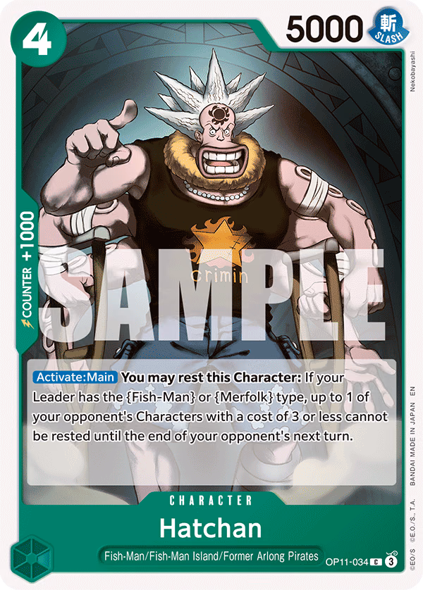 Hatchan One Piece card (OP11-034, A Fist of Divine Speed)