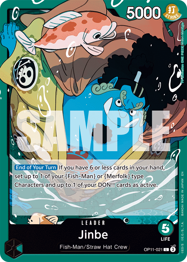 Jinbe One Piece card (OP11-021, A Fist of Divine Speed)