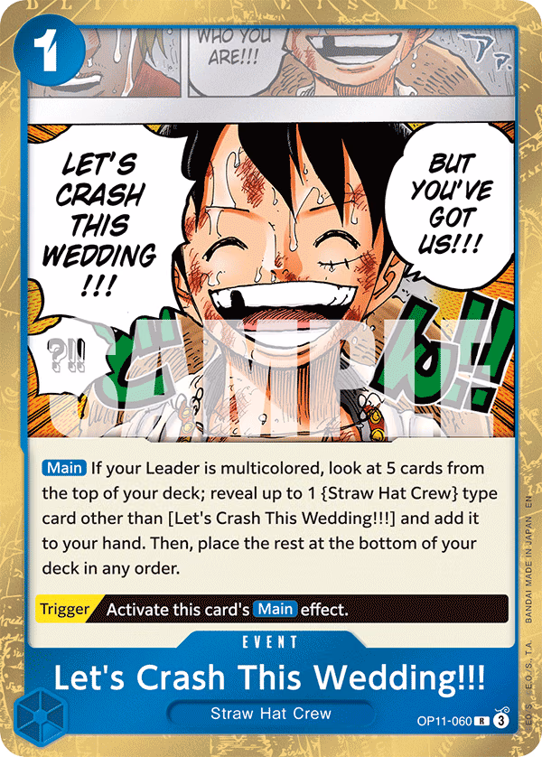 Let's Crash This Wedding!!! One Piece card (OP11-060, A Fist of Divine Speed)