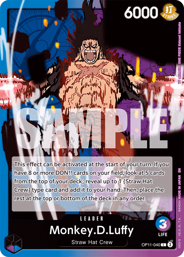 Monkey.D.Luffy One Piece card (OP11-040, A Fist of Divine Speed)