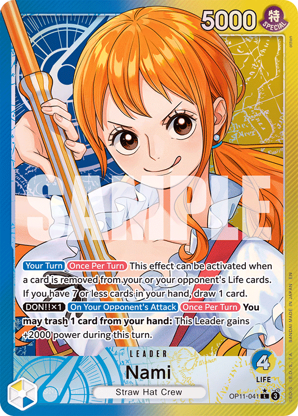 Nami (Alternate Art) One Piece card (OP11-041, A Fist of Divine Speed)
