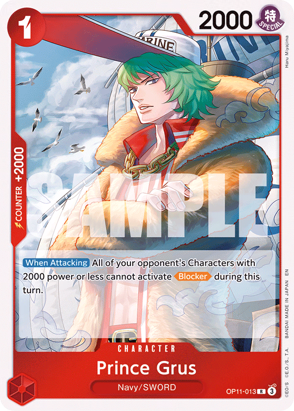 Prince Grus One Piece card (OP11-013, A Fist of Divine Speed)