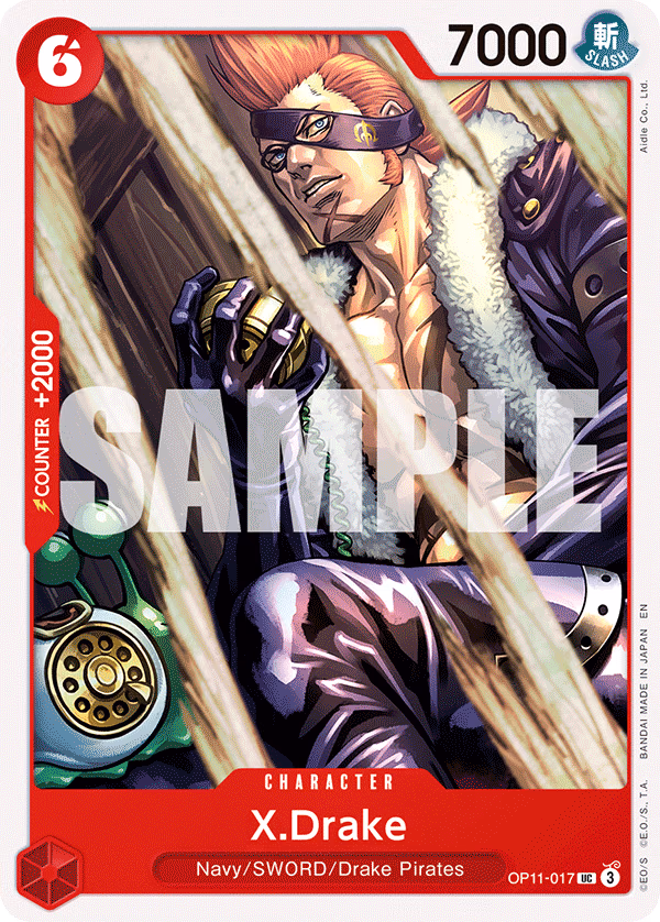 X.Drake One Piece card (OP11-017, A Fist of Divine Speed)