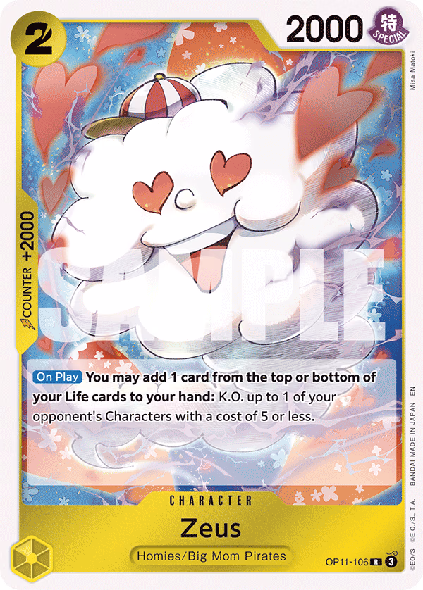Zeus One Piece card (OP11-106, A Fist of Divine Speed)