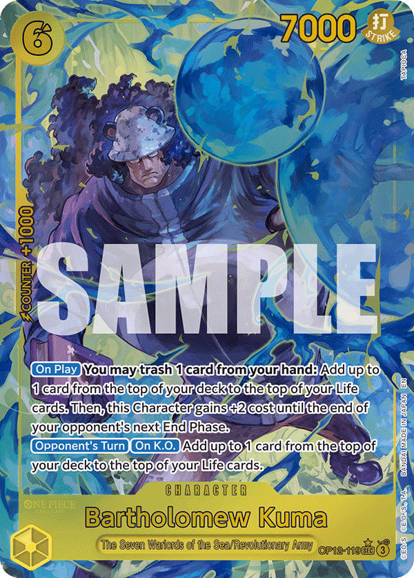 Bartholomew Kuma (Alternate Art) One Piece card (OP12-119, Legacy of the Master)